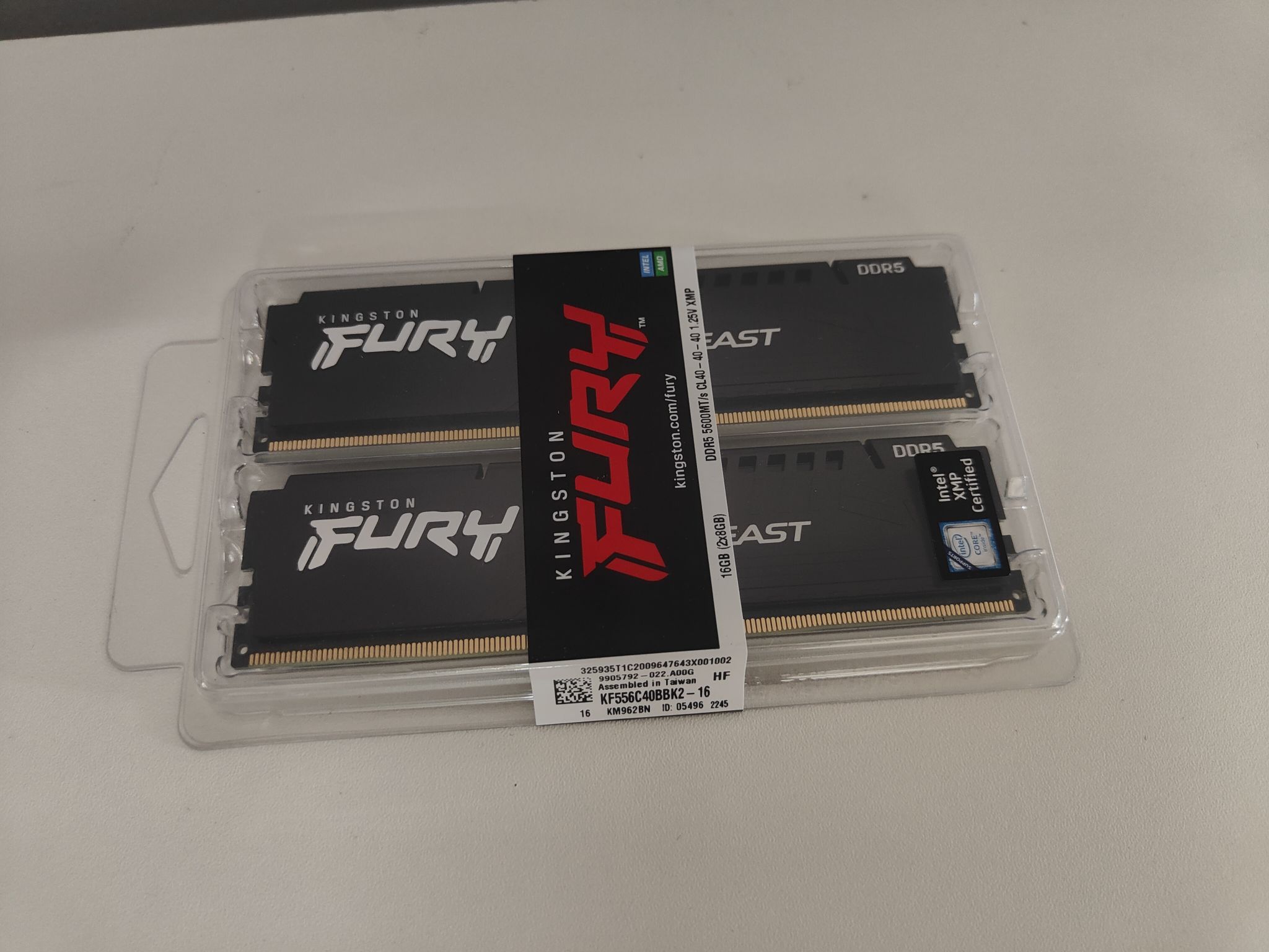 Оперативная память Kingston DDR5 16Gb (2x8Gb) 5600MHz pc-44800 FURY ...