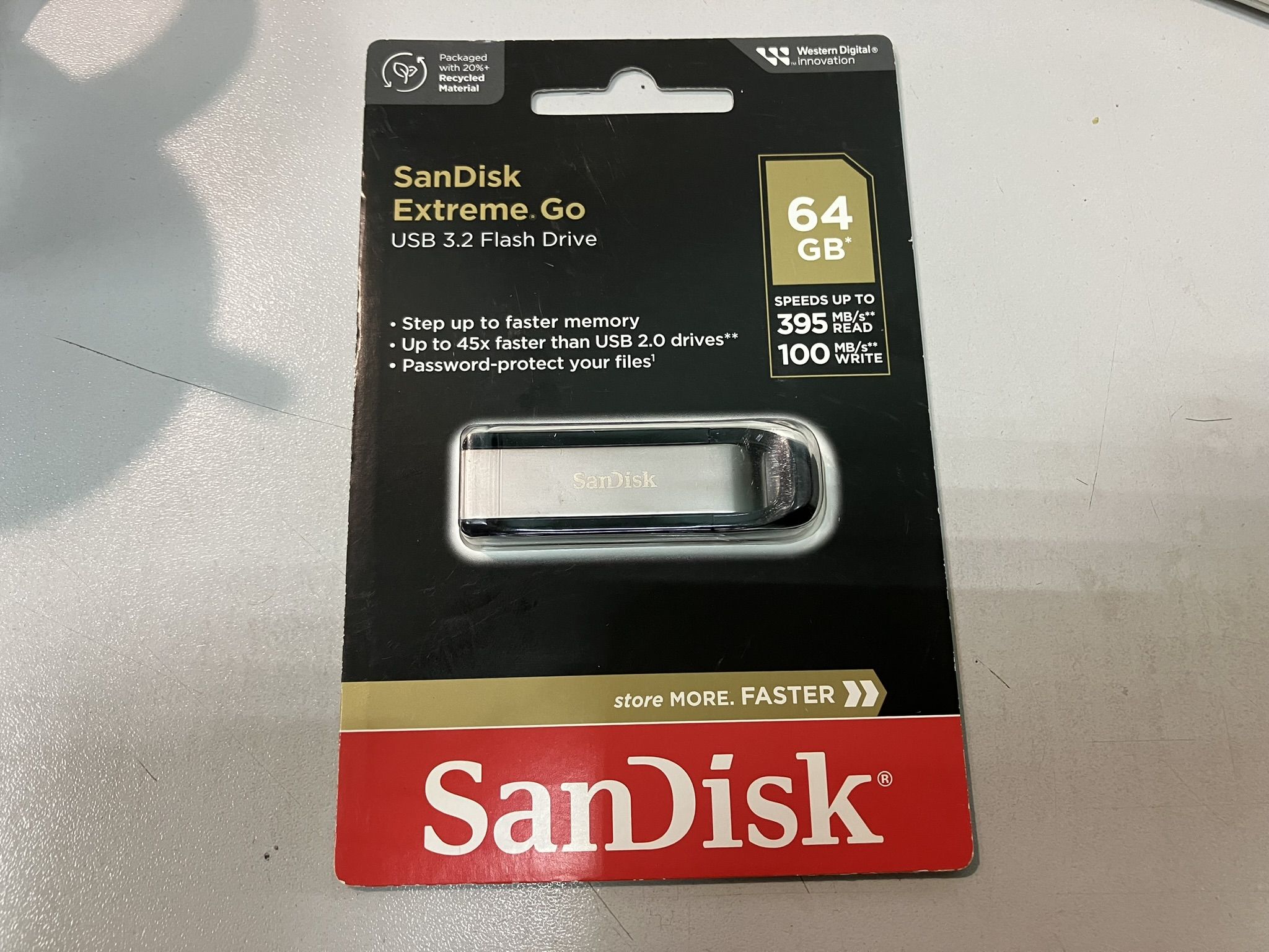 USB флешка 64Gb Sandisk Extreme Go USB 3.2 Gen 1 (395/100 Mb/s) SDCZ810 ...