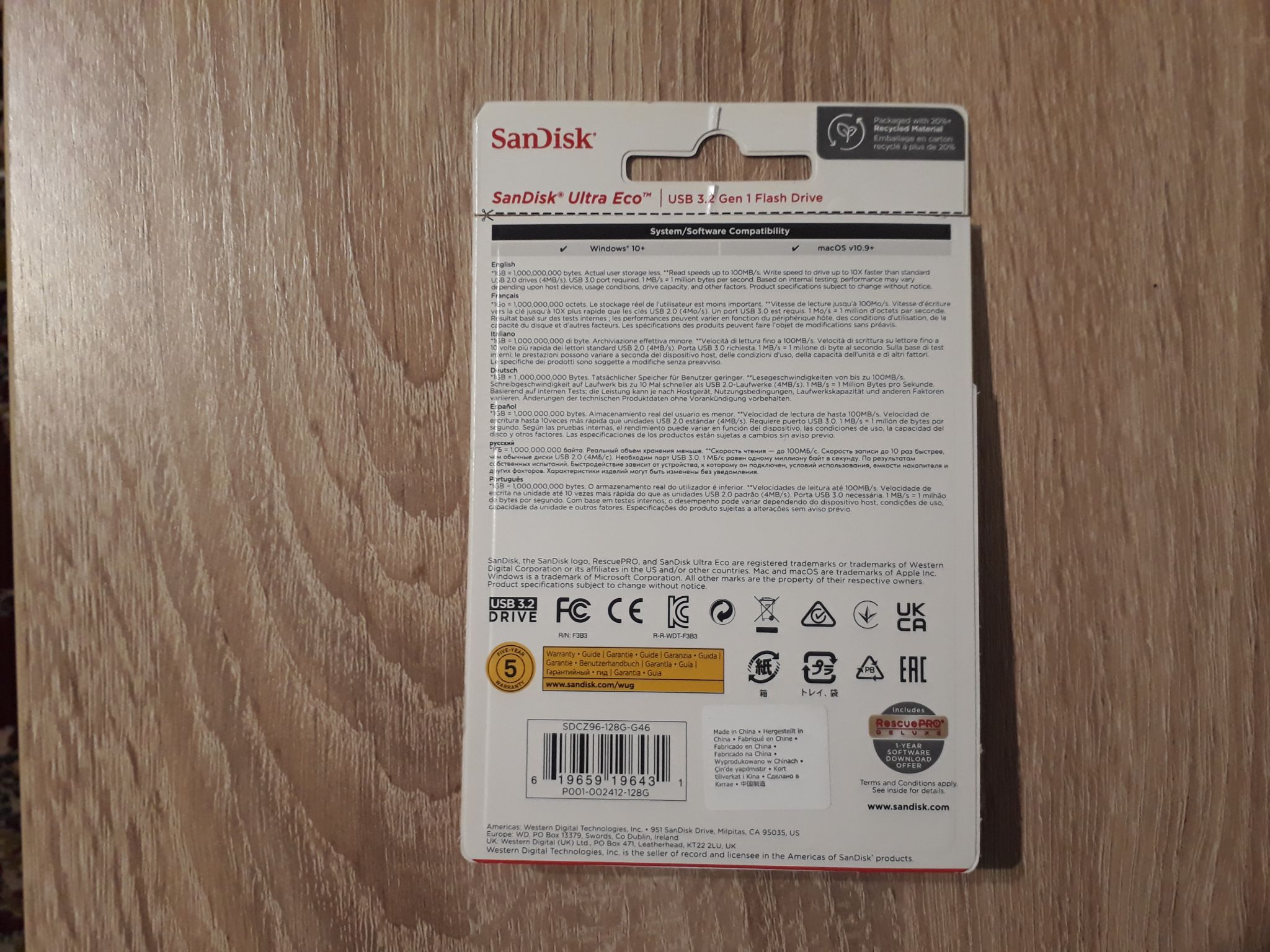 Купить USB Флешка 128Gb Sandisk Ultra Eco USB 3.2 Gen 1 SDCZ96.