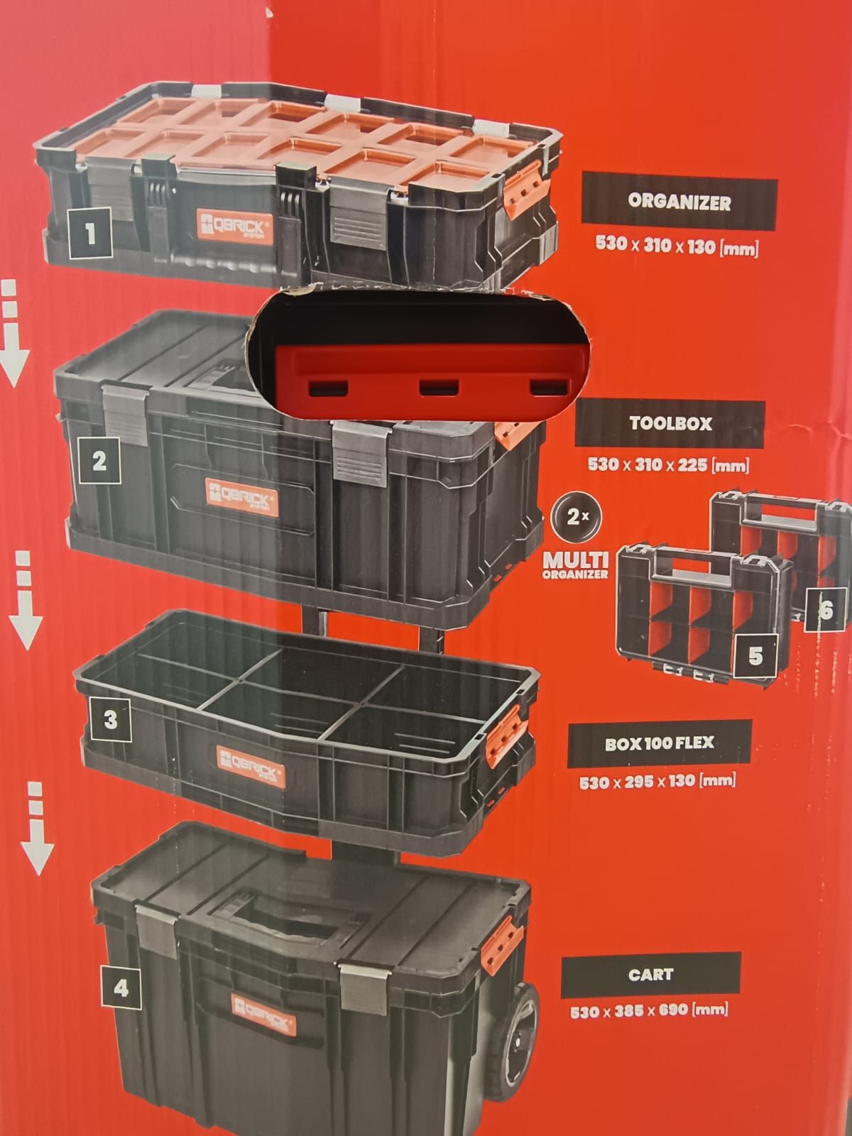 Набор ящиков QBRICK SYSTEM TWO 6in1 535х390х820мм (TWO CART + TOOLBOX ...