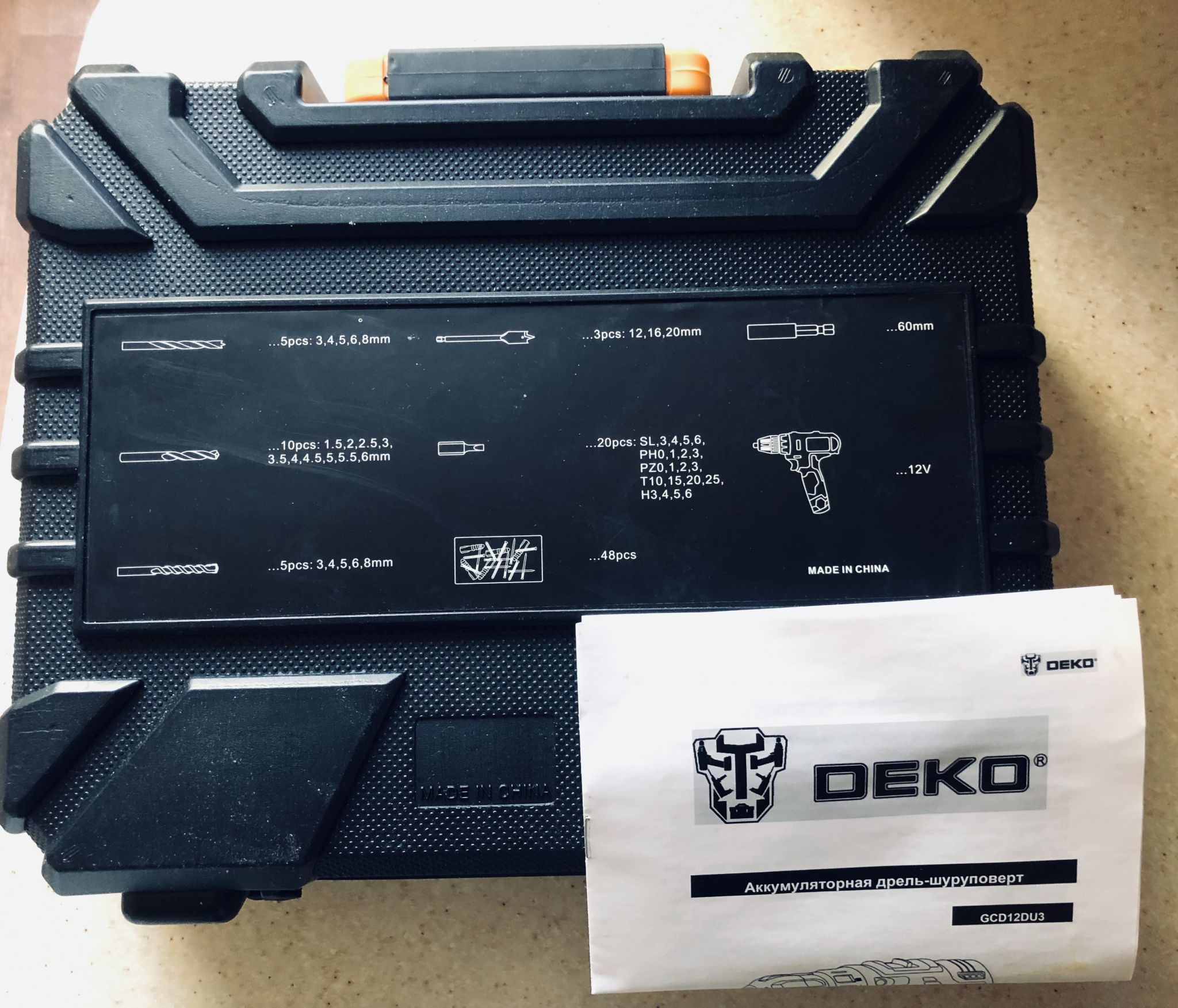 Дрель-шуруповерт аккумуляторная DEKO GCD12DU3 SET5 Li-Ion в кейсе + наб ...