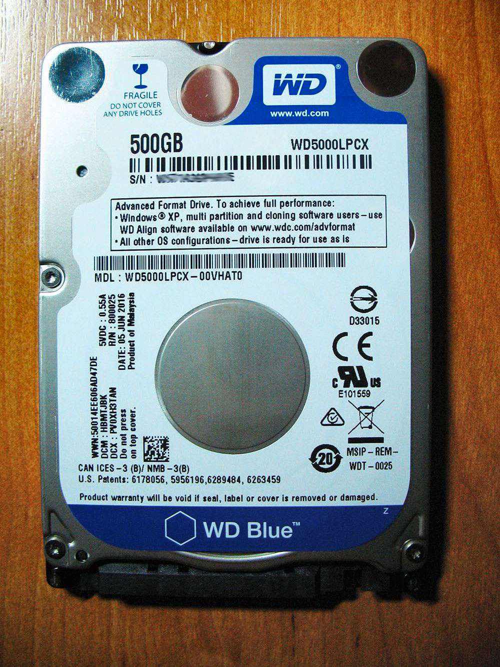 WD Blu 500GB Mobile Hard Disk Drive 5400 RPM SATA 3 GB/S 2.5in WD5000LPVT PS4