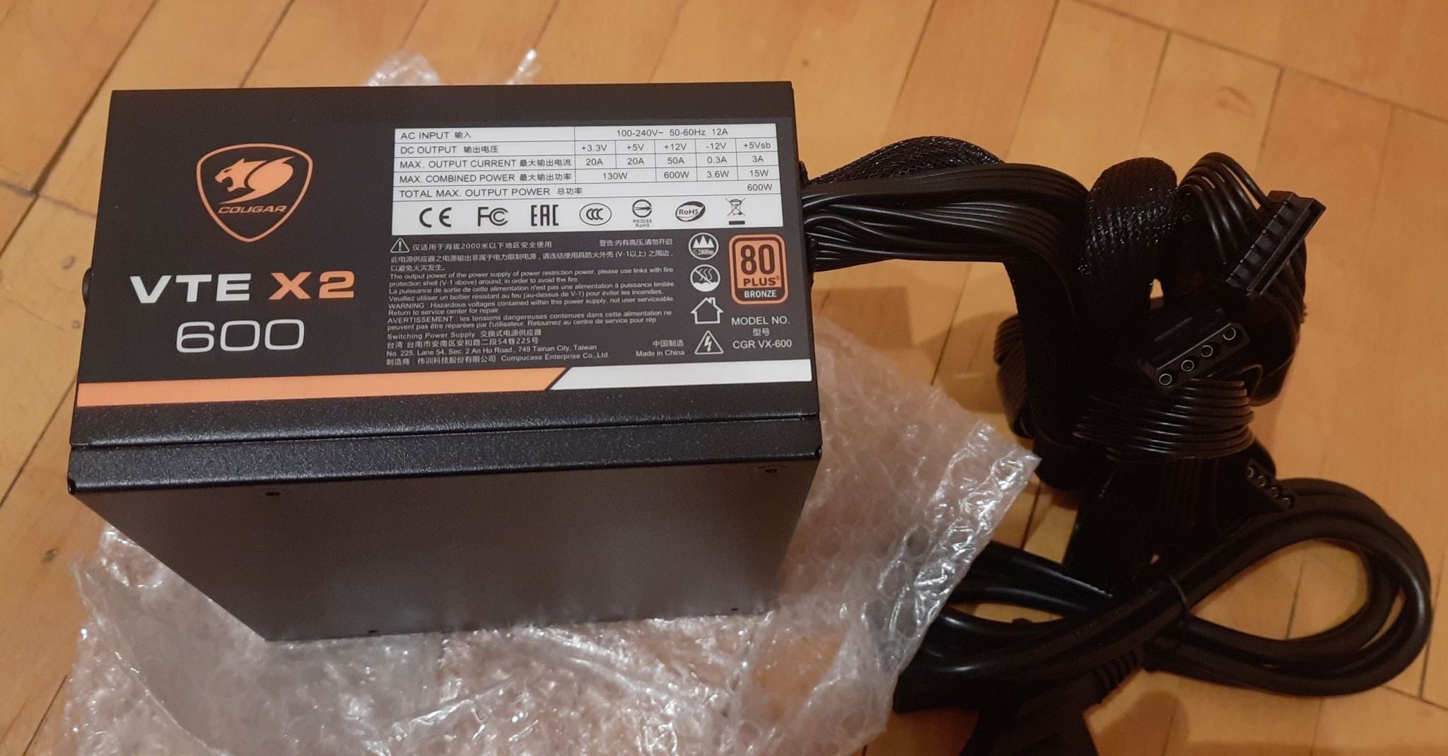 Блок питания Cougar VTE X2 600 Rev.2, 600W, 80+ Bronze, OEM — купить по ...
