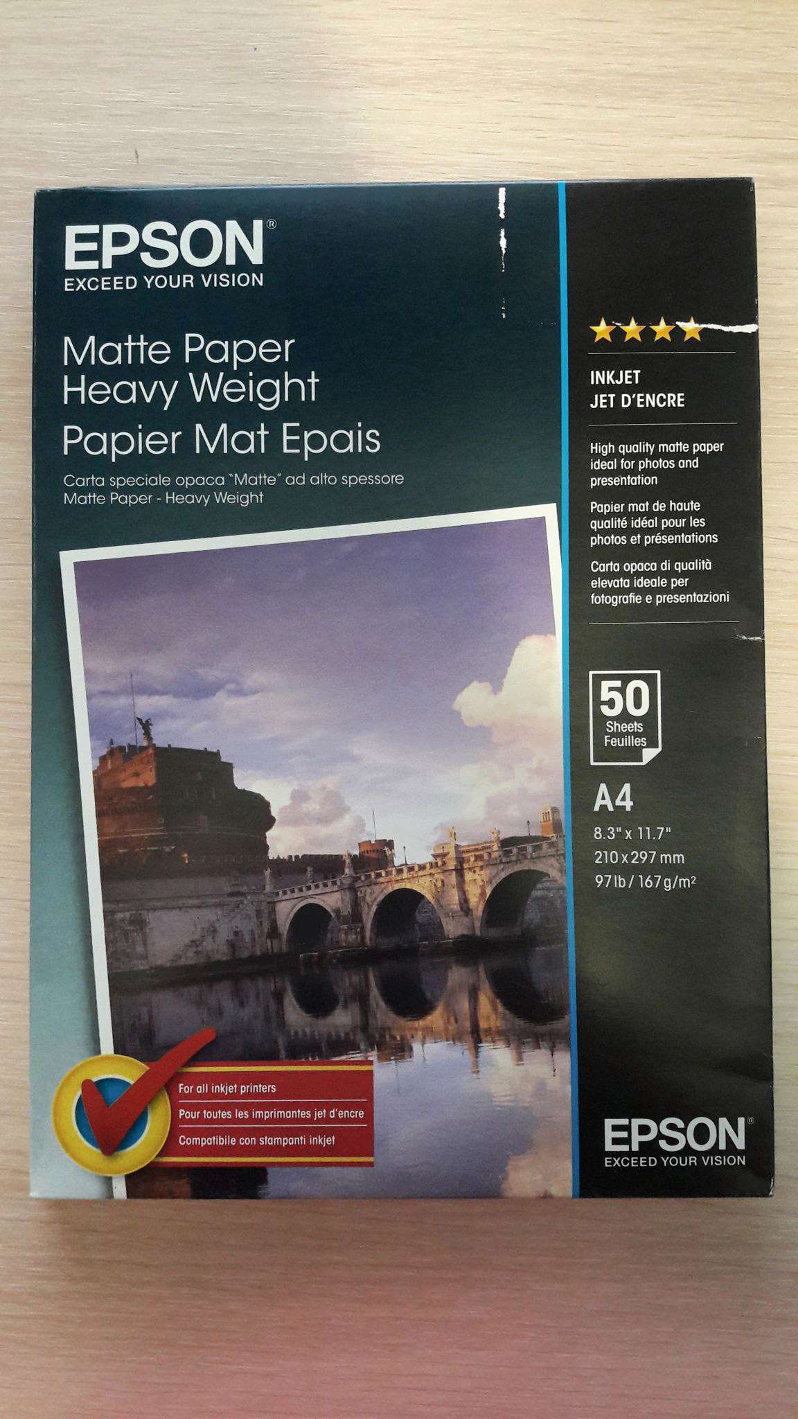 Бумага EPSON Matte Paper-Heavyweight A4 (50 листов) C13S041256 — купить ...