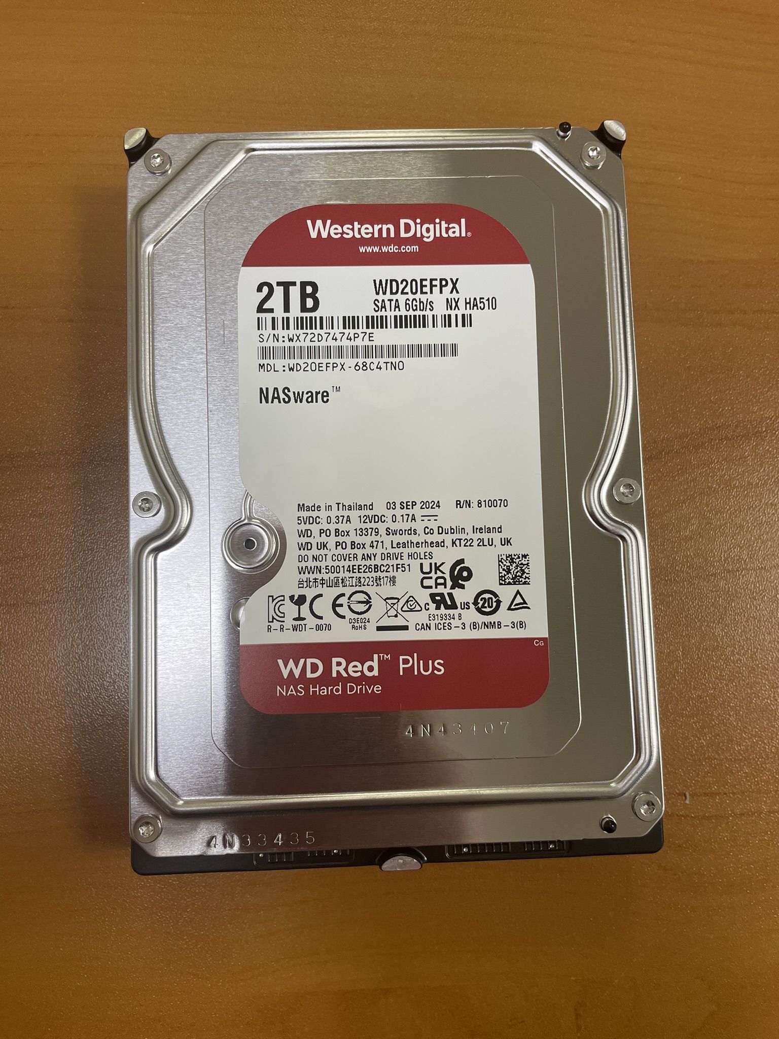 Жесткий диск 3.5 Western Digital WD Red Plus 2 ТБ, SATA III, 64 Mb