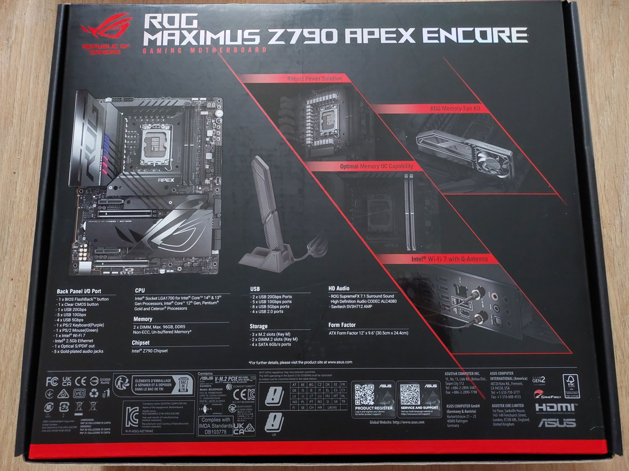 Материнская плата Asus ROG MAXIMUS Z790 APEX ENCORE (LGA1700, ATX