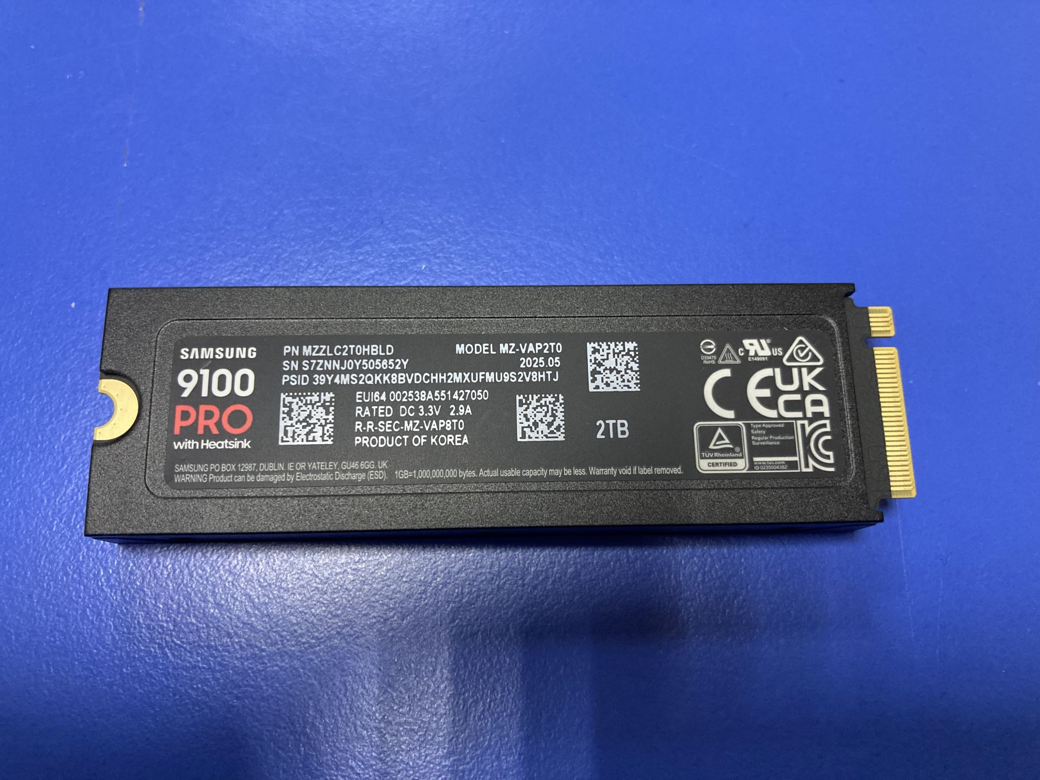 Накопитель SSD Samsung M.2 9100 PRO 2TB PCIe 5.0 x4 V-NAND TLC