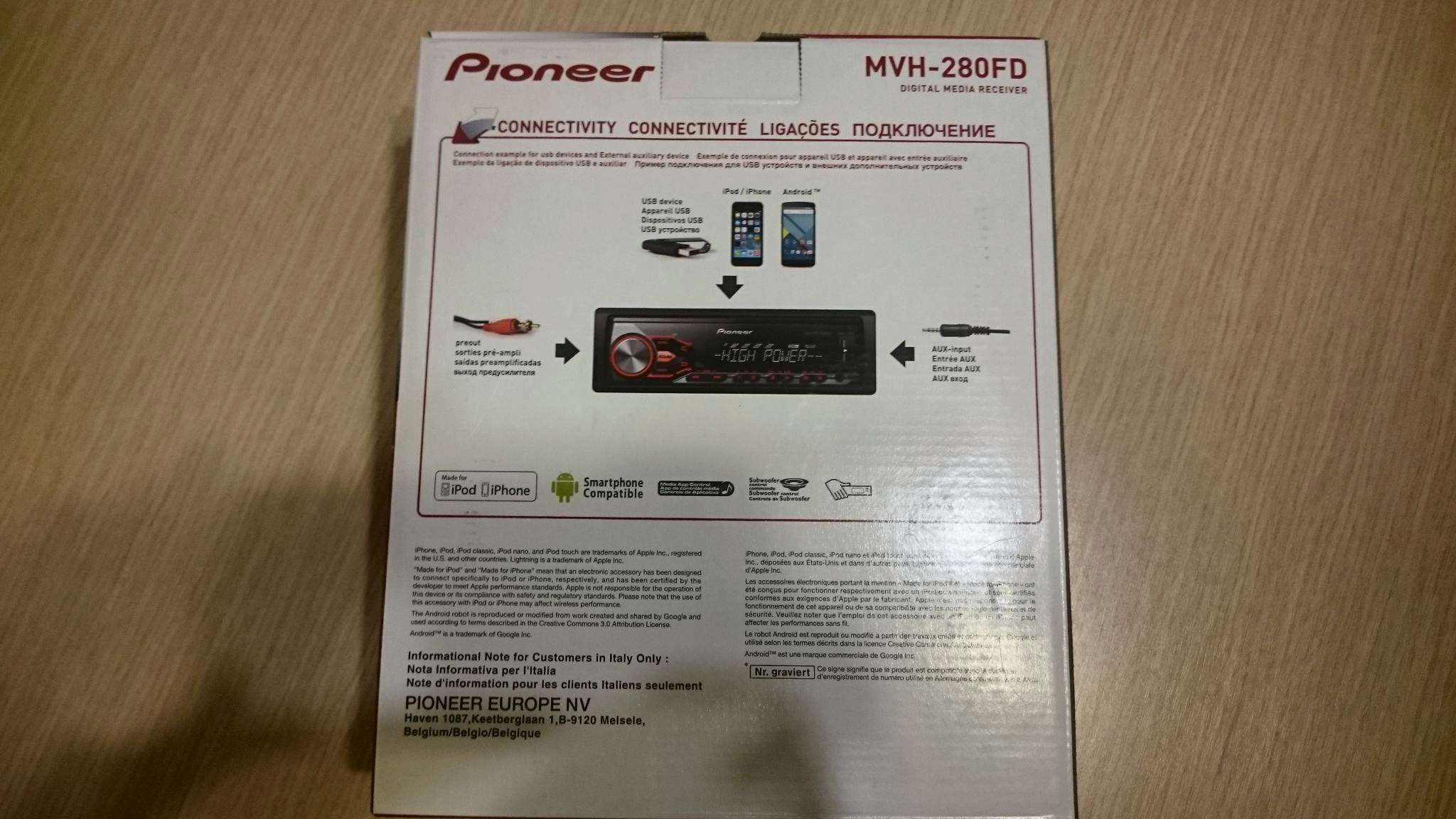 Pioneer mvh 280fd схема