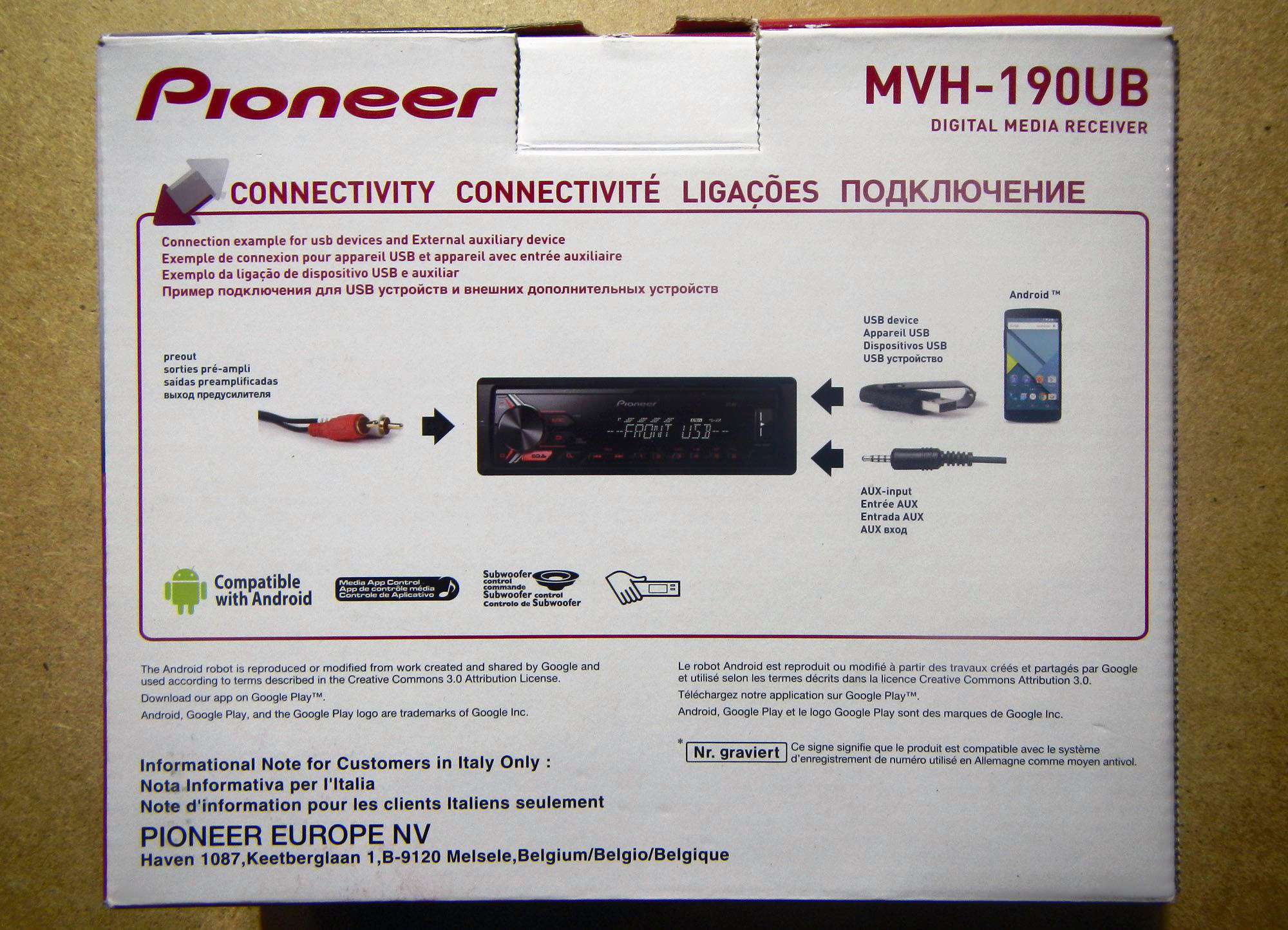 Магнитола pioneer mvh 190ui инструкция