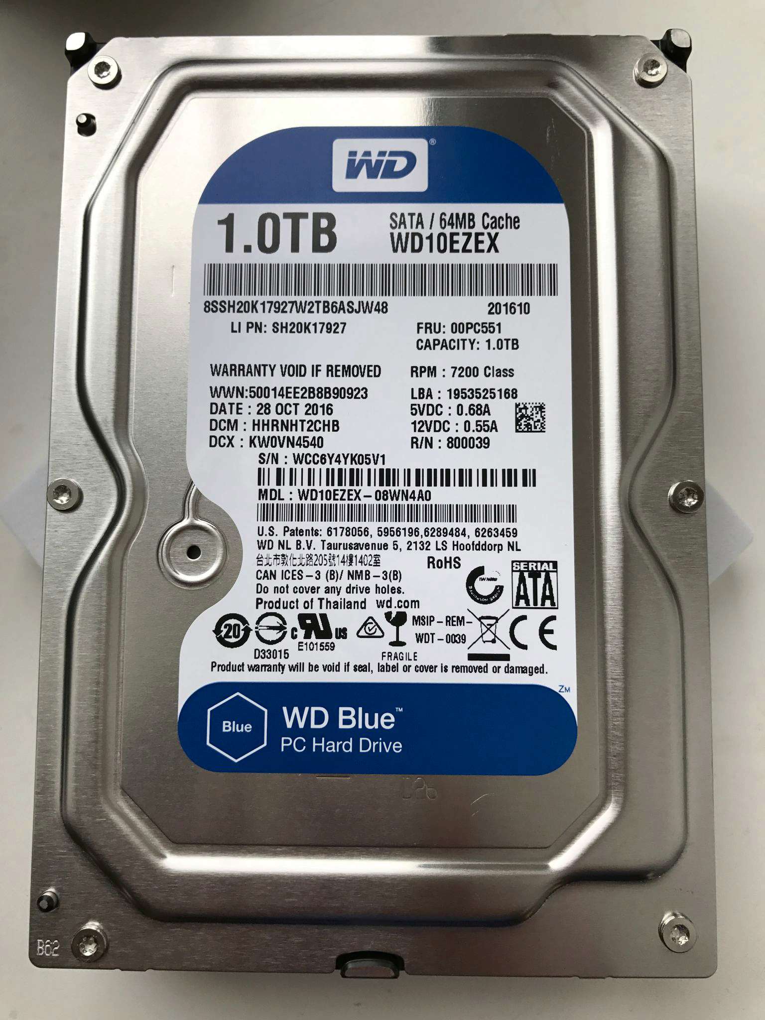 Жесткий диск 3.5 Western Digital WD Caviar Blue 1 ТБ, SATA III, 64 Mb ...
